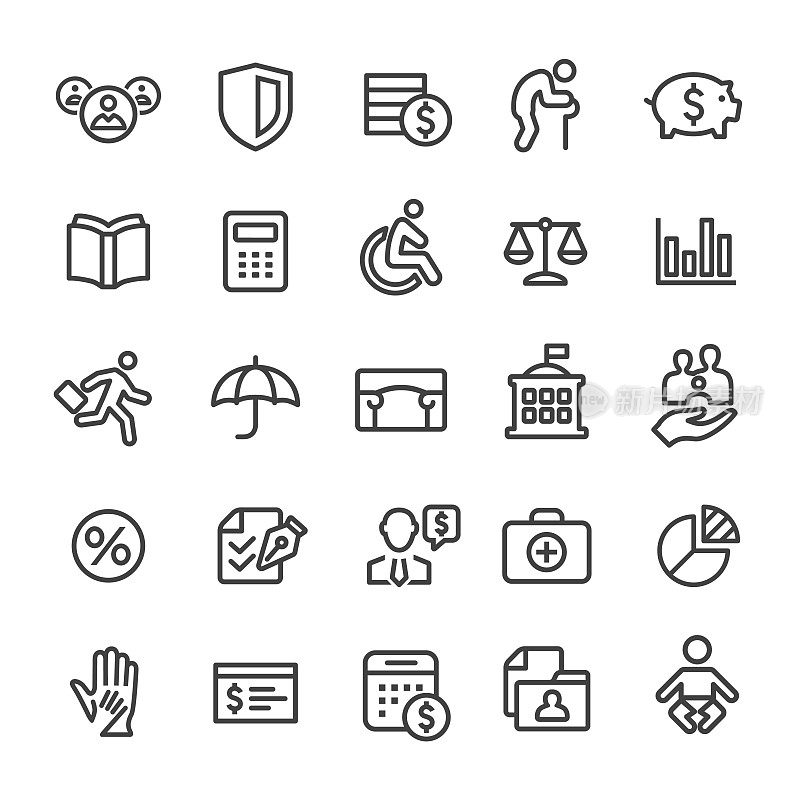 Social Security Icons - Smart Line Series